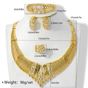 ชุดเครื่องประดับเจ้าสาว Zeadear ชุบทอง 14K ประดับด้วยเพชรซิคอน สำหรับงานแต่งงาน งานหมั้น งานครบรอบ และงานเลี้ยง - Product Image 3