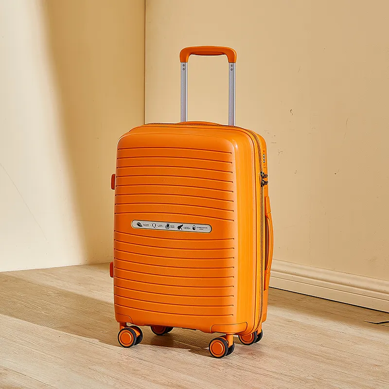 Ensemble de bagages de voyage de valise de costume léger écologique orange de pp pour l'extérieur