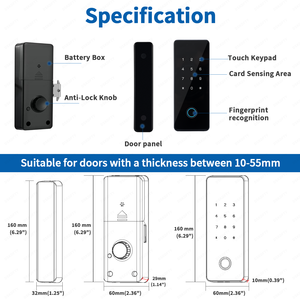 Cerradura Inteligente Invisible para Puerta de Madera, Sin Perforaciones, con App Tuya, Cilindro de Nivel C, Desbloqueo con Tarjeta, Huella Dactilar, Fácil Instalación, Color Negro - Product Image 5