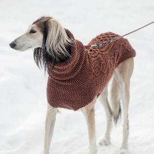 Qiqu Pet Fournisseur Personnalisé Nouveaux Designers Grand <span class=keywords><strong>Saluki</strong></span> Vêtements Laine Col Roulé Torsadé Pull Combinaison Sighthound Pull Gilet - Product Image 1