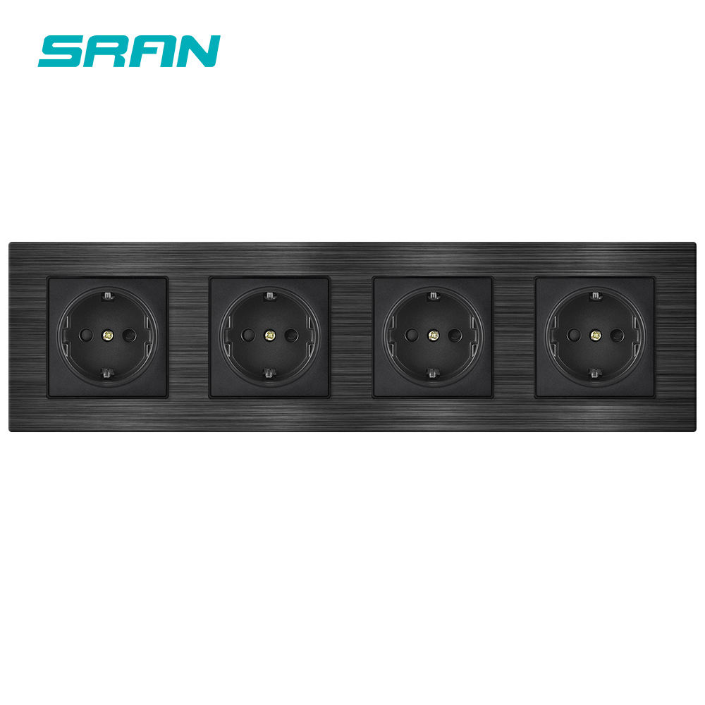 4 Gang Socket Black