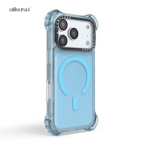 Funda Magnética Aikusu de Color Sólido Azul, Resina Epoxi Transparente, Antigolpes para iPhone 17 16 15 14 13 Air Plus Pro Max - Product Image 2