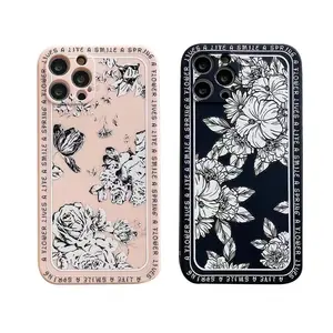 Custodia per telefono con Retro pittura rosa romantica francese per iPhone 13 13pro 12 12 Pro Max Xs Max XR 7 8 Plus Cover in Silicone morbido Vintage