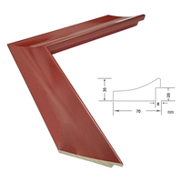 Moulure de cadre photo en pin massif 70x35mm, profil incurvé rouge brillant, moulure de cadre en bois pour peinture à l'huile, décoration de galerie