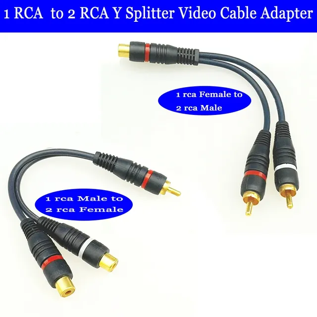 2 RCA Male to 1 RCA Female OFC Audio Splitter Cable Audio Converter Adapter Distributor Cord Wire Line for Car Audio