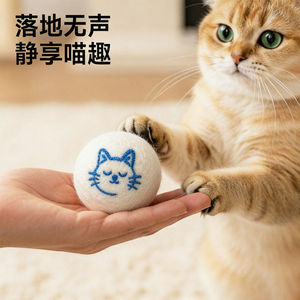 Jouet pour chat en laine avec motif de visage de chat brodé, pour jeu silencieux et soins dentaires, 15g - Product Image 3