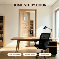 Homestay Project Solid Cedar Timber Interior Glass Door Original Wood Grain Solid Wood Door