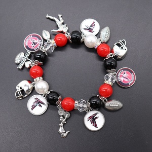 Pulsera Elástica Hecha a Mano de Aleación de Zinc con Cuentas Multicolores Personalizadas y Dijes de Equipos Deportivos para Aficionados, Día de Partido y Regalos - Product Image 3