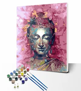 Original 3d Indian Acrylic Buddha Head Wall Art Painting