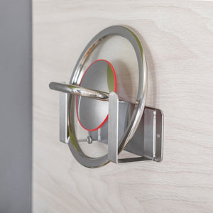No Drill 304 Stainless Steel Kitchen <b>Pot</b> <b>Lid</b> Rack Wall Mounted Round L Size Storage Rack - Product Image 2