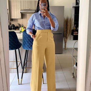 <b>Womens</b> Pants <b>Slacks</b> High Waisted Straight Yoga Solid Color Business Work Trousers Casual Pants Spring Plain Dyed - Product Image 1
