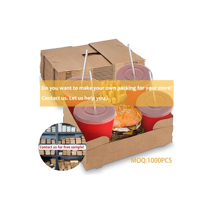 Kustom logo Anda sendiri kotak penyimpanan makanan timbul wadah kertas kemasan kertas sekali pakai untuk makanan ringan memegang makanan