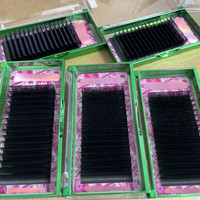 Extension de cils moelleux noir mat foncé fait à la main 0.03 plateaux de cils à volume individuel Extensions de cils en cachemire à ventilateur facile