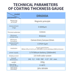 DR6000A Automatische Kalibrierung Verzinkter 0-6mm Digitaler Lack- & Korrosionsschicht-<span class=keywords><strong>Tester</strong></span> Metallbearbeitungs-Beschichtungsdickenmessgerät - Product Image 5