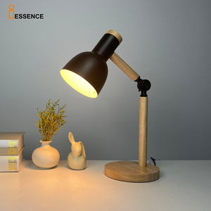 Lâmpada de mesa de luxo moderna nórdica para decoração de casa, braço oscilante inteligente, proteção para os olhos, arte em madeira, ferro, dobrável, simples, lâmpada de mesa e27 - Product Image 1
