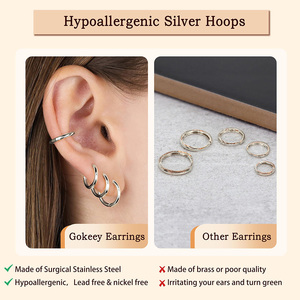 316L Stainless Steel Huggie Hoop 8mm 10mm 12mm 16mm 20mm <strong>Men</strong> Women Hypoallergenic Cartilage Helix Lobes Hinged <strong>Sleeper</strong> <strong>Earring</strong> - Product Image 3