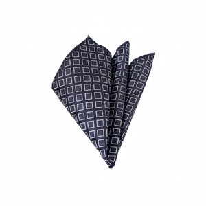 Elegant Neck Pocket Square with <b>Silver</b> Pattern on Black - Product Image 2