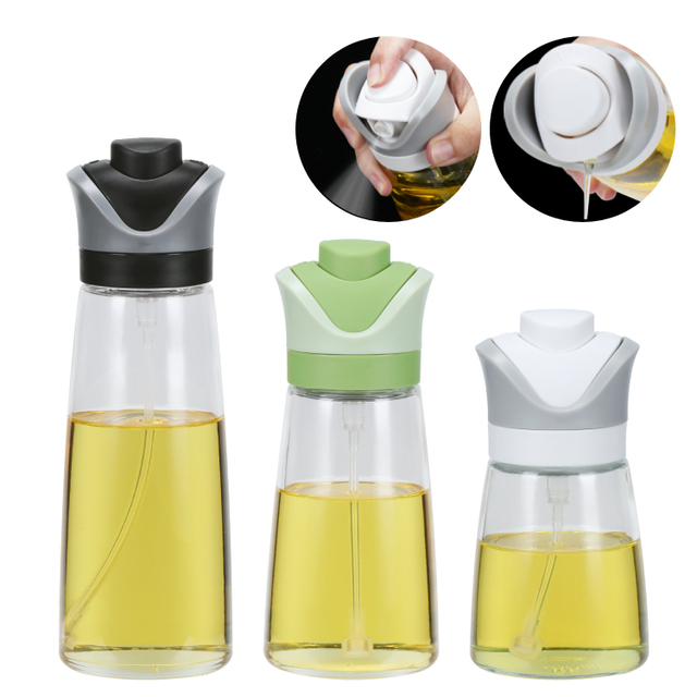 Luxury 2 in 1 Oil Mister and Pump Spray Dispenser Bottle Olive Oil Vinegar Sprayer and Spout for Kitchen Home Cooking