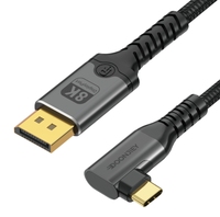Câble USB-C vers DisplayPort coudé gauche/droite 8K 60Hz compatible Thunderbolt 3/4 pour MacBook, Huawei, Air Projector