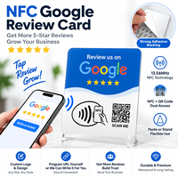 Carte de visite NFC QR personnalisée 13,56 MHz en acrylique, cartes de commentaires Google, support étanche pour réseaux sociaux, carte d'affichage 12*12 cm
