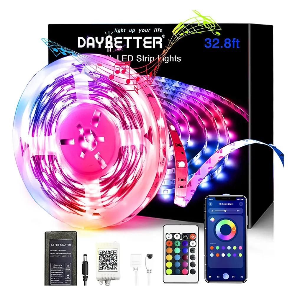 10m 32.8ft 5050 Christmas App Control Multi Colors IR Remote Smart RGB LED Strip Lights with Blue tooth