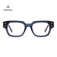 Monture optique en acétate bleu marine translucide, lunettes de vue carrées épaisses pour le bureau et la prescription