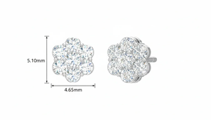 Boucles d'oreilles clous rondes classiques en diamant de haute qualité pour femmes, bijoux fins d'inspiration florale, design classique, élégance moderne - Product Image 2