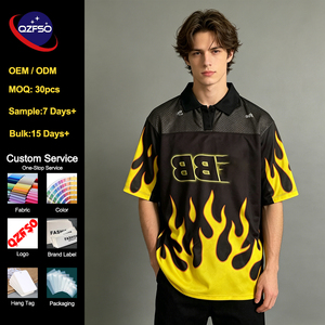 เสื้อโปโล QZFSO แบบสั่งทำพิเศษสำหรับมอเตอร์สปอร์ต ทรงหลวม สไตล์เทคแวร์ โอเวอร์ไซส์ สตรีทแวร์ พร้อมแผงตาข่าย พิมพ์ลายแบบซับลิเมชั่น - Product Image 1
