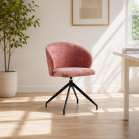 Chaise de salle à manger pivotante sans accoudoirs à coque incurvée en tissu texturé PU moderne pour la maison, le bureau et la salle de bain (DC-5009)