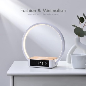 YONGZE Chargeur sans fil rapide pour mobile, Lampe de bureau avec protection oculaire, Lampe de réveil, Réveil, Veilleuse, Lampe de chevet, Cadeau - Product Image 4