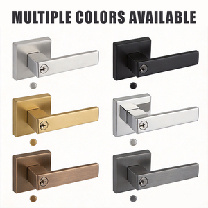 Poignée de porte Tianyi en acier inoxydable brossé avec levier et serrure, rosette carrée, entrée à clé, quincaillerie moderne pour chambre à coucher - Product Image 2