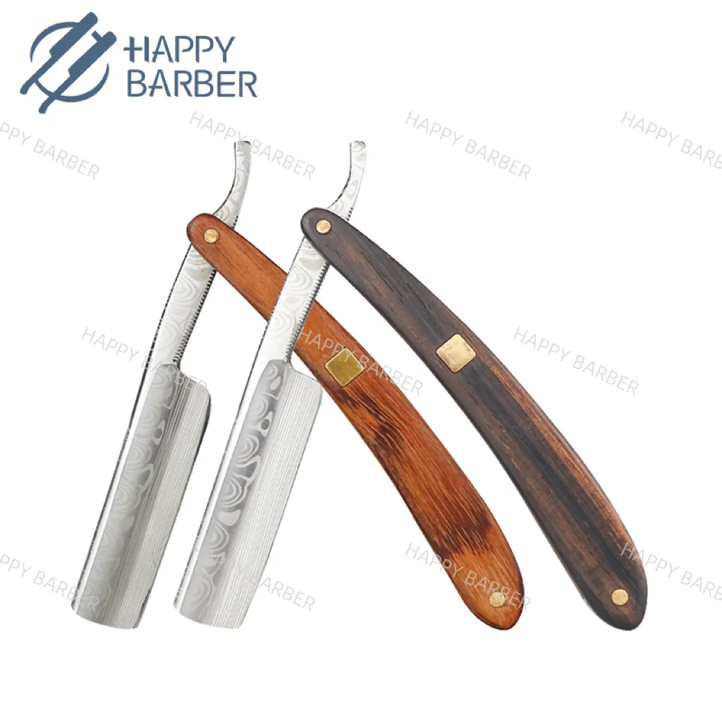 Folding Barbershop Straight Blade Handle Wood Shaving Razors Replaceable blades Razor Shaving