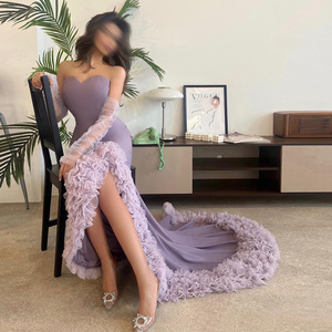 Saudi arabia ruffles Nàng Tiên Cá Dubai Lilac Evening Dresses cho phụ nữ tiệc cưới 2024 thanh lịch dài chính thức Gown SCZ156-1 - Product Image 1