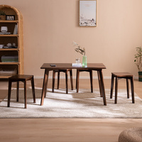 Table basse en bois d'hévéa de surface carrée, couleur noyer, en bois brut, durable, pour usage industriel