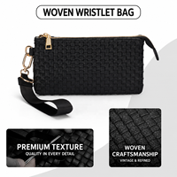 Pochette tendance 2026 en cuir PU tressé à motif écossais, portable, pour femme, avec dragonne, cadeau idéal pour elle