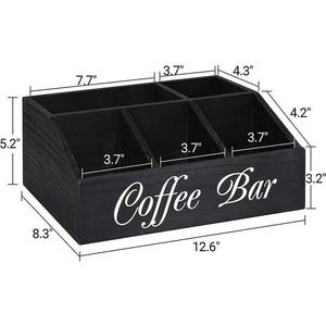 กล่องเก็บของสำหรับร้านกาแฟ 18 ลิตร กล่องไม้จัดระเบียบบนเคาน์เตอร์สำหรับใส่แคปซูลกาแฟและเครื่องปรุง - Product Image 4