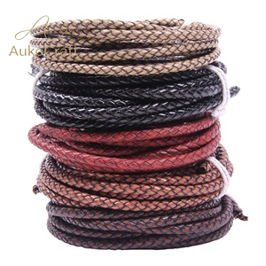 Cordon en cuir <span class=keywords><strong>de</strong></span> vachette tressé pour <span class=keywords><strong>bracelet</strong></span> et collier DIY, corde ronde en cuir <span class=keywords><strong>de</strong></span> vachette tressé - Product Image 6