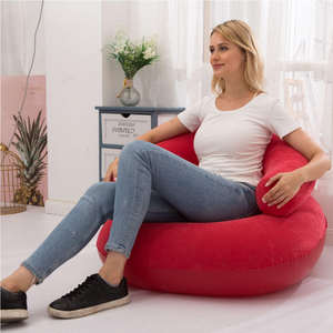 Modern Flocking <b>Inflatable</b> Waterproof Foldable Lazy Sofa <b>Chair</b>-Portable Eco PVC Comfort for Living Room & Bedroom Use - Product Image 3