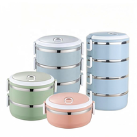 Nouveaux arrivages Boîte à bento ronde à lunch multicouche portable Boîte à lunch pour enfants en acier inoxydable scellée Personnalisation du support