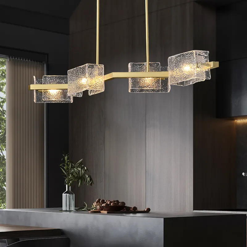 Minimalisti scher luxuriöser Messing leuchter Moderner Glaspen delle uchte Island Light Kitchen Pendant