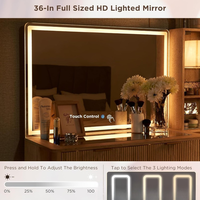 Coiffeuse contemporaine en bois de haute qualité avec miroir LED, durable et écologique, mobilier de chambre à coucher pour la vente en gros, logo personnalisé