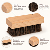Brosse de nettoyage et de polissage rectangulaire en bois de hêtre et crin de cheval pour chaussures et bottes en cuir, pour dépoussiérage et brillance