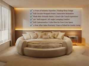 Base de Cama Tapizada Individual, Matrimonial, Queen Size, para Cuero Sintético, Moderna, de Lujo, de Madera Maciza, con Almacenamiento, Redonda, Individual, Doble, King Size - Product Image 4