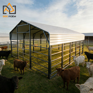 Establos Prefabricados de Acero para Ganado Caprino, Vacuno, Ovino, Equino <span class=keywords><strong>y</strong></span> Otros Animales, Cobertizo para Ganado con Techo - Product Image 3