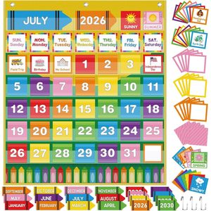 Juego de Calendario de Bolsillo para el Aula, 120 Tarjetas con Información sobre Clima, Estaciones, Festividades, Fecha, Mes y Año para la Gestión del Tiempo - Product Image 2