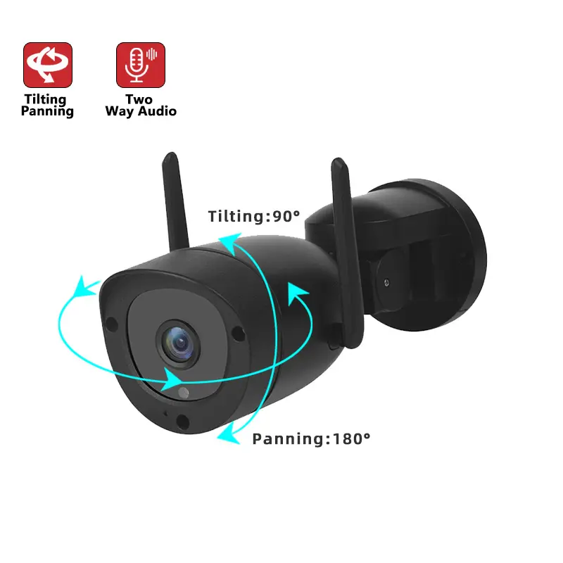 2MP Two-way Audio IR PT WIFI Bullet Camera Surveillance Waterproof Outdoor Security Network 1080P HD Wifi Camera