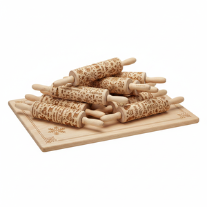 Set di 72 mattarelli in legno per pasta di zucchero a tema festa natalizia - Product Image 2