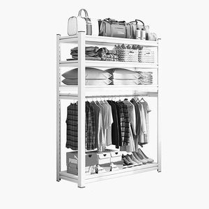 Organiseur de placard autoportant avec barre de suspension et étagère de rangement - Product Image 5