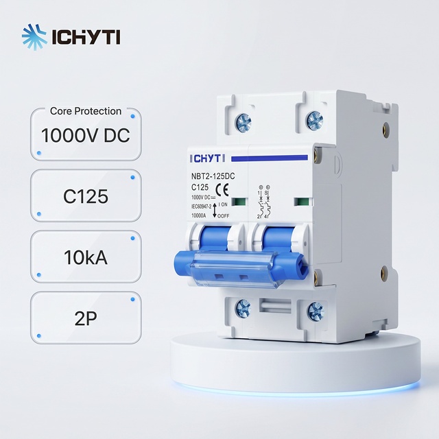 DC Circuit Breaker MCB 2P 125A 600VDC C Curve 10KA Miniature Circuit Breaker for Solar PV System Protection IEC60947
