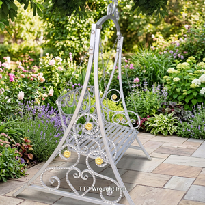 Indoor/<b>Outdoor</b> Metal Bench Swings <b>Chair</b> Contemporary Design High Quality White <b>Outdoor</b> Furniture for Living Room Patio Park - Product Image 3